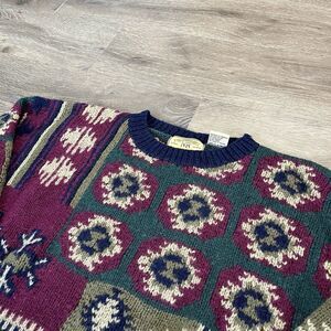 Vintage New River Company Geometric Men’s Medium Grannycore Floral Aztec Sweater